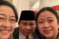Menhan Prabowo Subianto bersama Ketua Umum PDIP Megawati dan Ketua DPR RI Puan Maharani. (Instagram.com/@puanmaharaniri)
