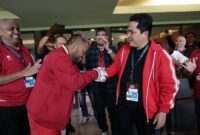 Ketua Umum PSSI Erick Thohir hadir pada laga uji coba FIFA Matchday Timnas Indonesia melawan Turkmenistan. (Dok. PSSI) 

